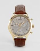 Boss By Hugo Boss 1513545 Companion Chronograph Leather Watch In Brown - Brown