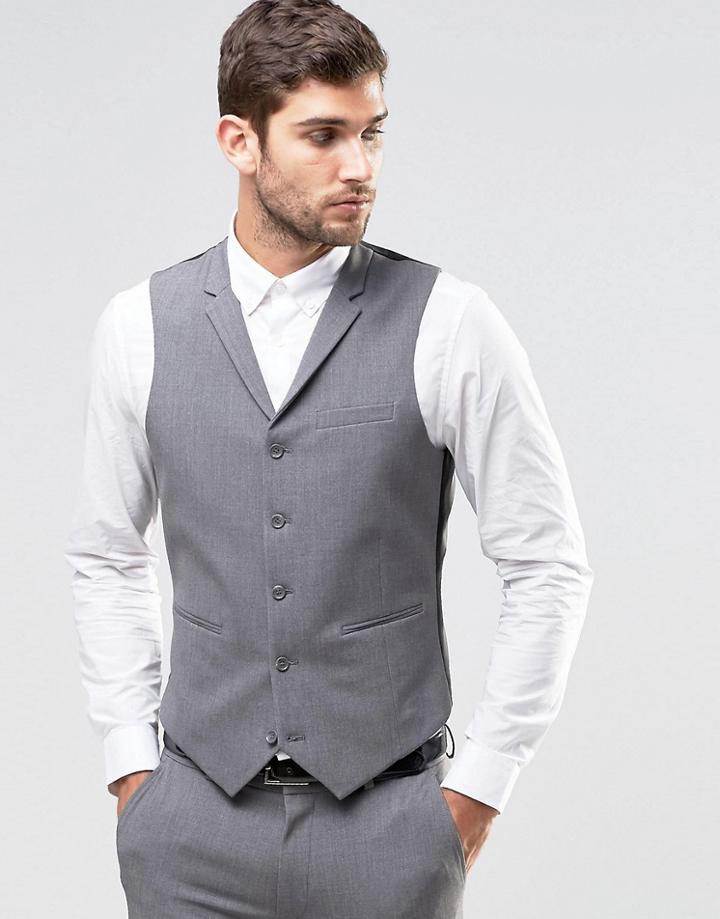 Asos Super Skinny Vest In Gray - Gray