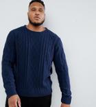 Another Influence Plus Cable Knit Sweater - Navy