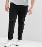Asos Design Plus Skinny Jeans In Black With Knee Rips - Black
