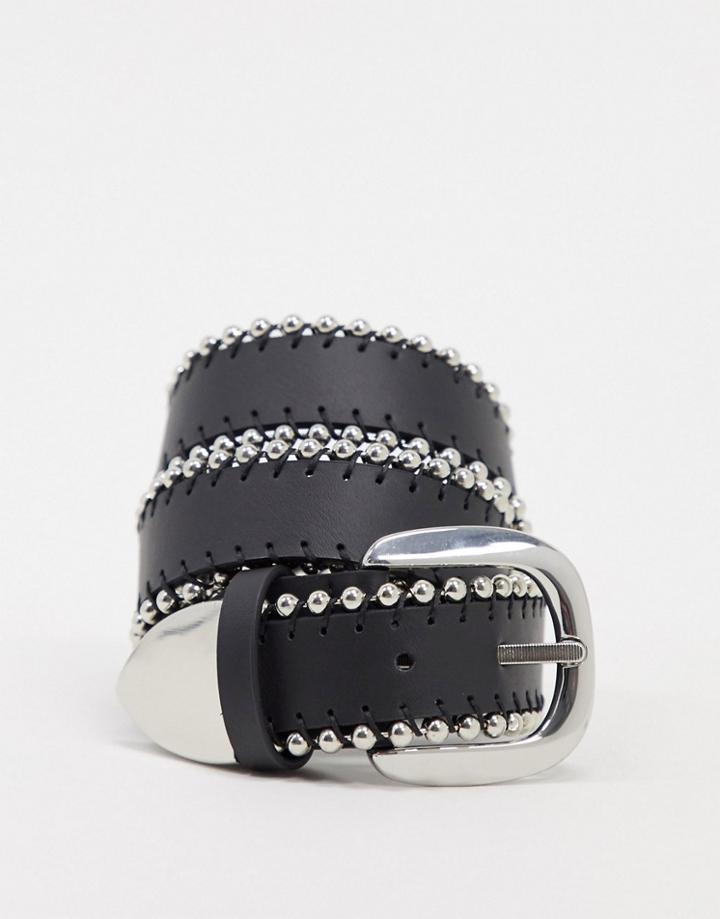 Asos Design Ball Edge Jeans Belt With Tip In Black