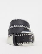 Asos Design Ball Edge Jeans Belt With Tip In Black