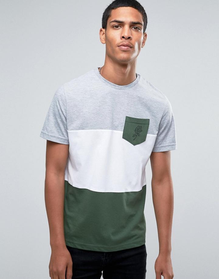 Hoxton Denim T-shirt Rose Pocket Panels - Orange