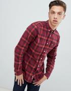 Lyle & Scott Buttondown Windowpane Check Shirt In Burgundy - Red