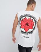 Hnr Ldn Lotus Back Print Sleeveless T-shirt Tank - White