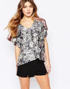Traffic People Carnival Top In Floral Print - Gray