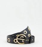 Asos Design Curve Eyelet Waist And Hip Belt In Gold Metal Work