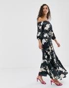 We Are Kindred Clover Ruffle Floral Midaxi Skirt - Black