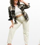 Asos Design Curve High Rise 'slouchy' Mom Jean In Ecru-white