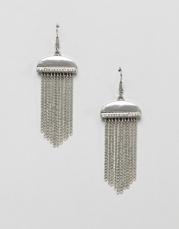 French Connection Rhinestone Tassle Chain Earrings