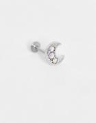 Kingsley Ryan Single Piercing Stud Earring In Silver Stone Set Moon-gold