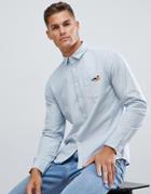 Asos Design Regular Fit Oxford Shirt In Light Blue With Duck Embroidery - Blue