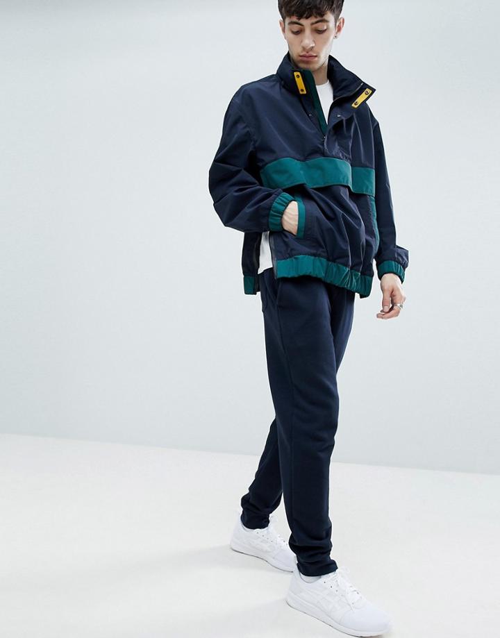 Boss Okroos Overhead Anorak In Navy/green - Navy