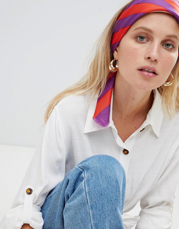 Mango Bold Stripe Print Scarf In Multi - Multi