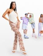 Asos Design Mock Crochet Scarf Top In Cream-white