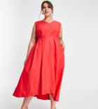 Closet London Plus High Low Midaxi Dress In Red