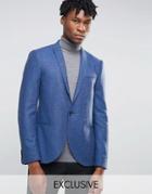 Noak Slim Blazer In Herringbone - Navy