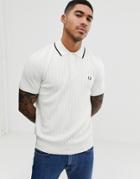 Fred Perry Knitted Tipped Polo In Off White - White