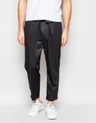 Asos Straight Pants With Cropped Rouge Hem - Charcoal