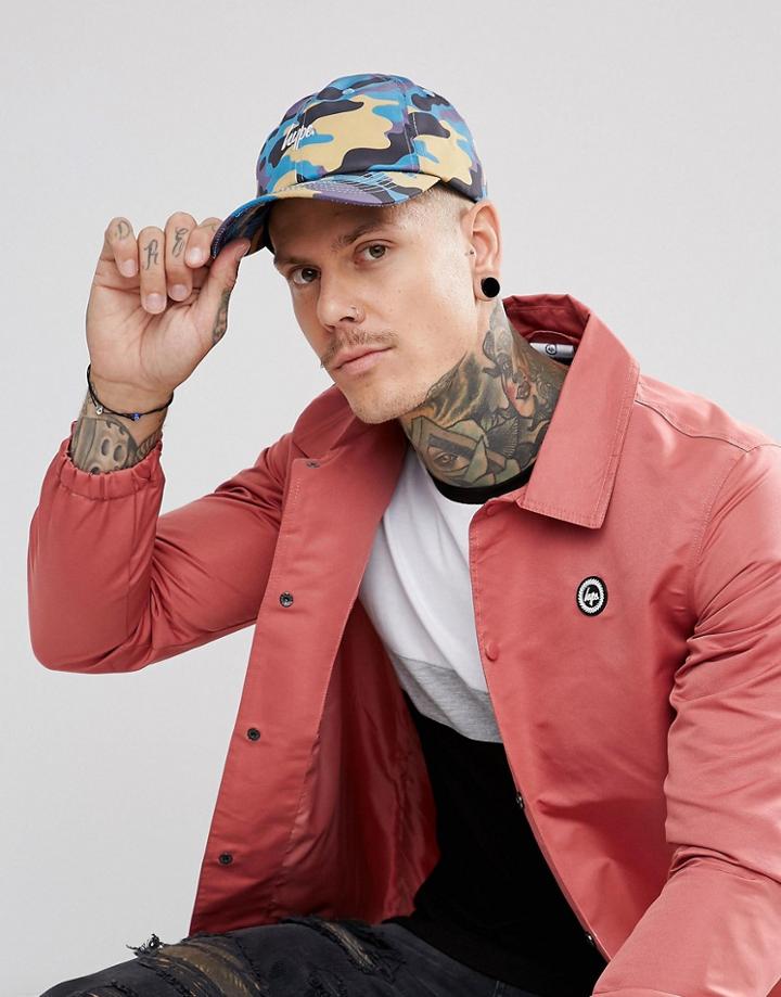Hype Baseball Cap In Multi Camo - Blue