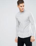 Selected Homme Slim Jersey Button Through Shirt With Stretch - Gray