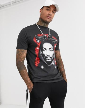 Asos Design Snoop Dog Relaxed T-shirt With Front Print-black