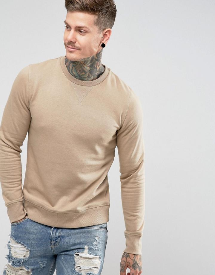 Brave Soul Basic Crew Neck Sweat - Cream
