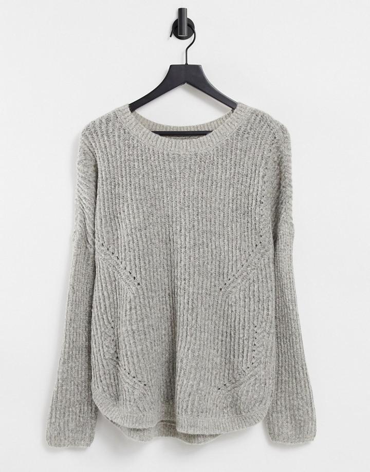 Only Bernice Long Sleeve Pullover Knit Sweater In Light Gray Melange-grey