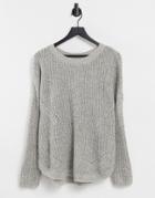 Only Bernice Long Sleeve Pullover Knit Sweater In Light Gray Melange-grey