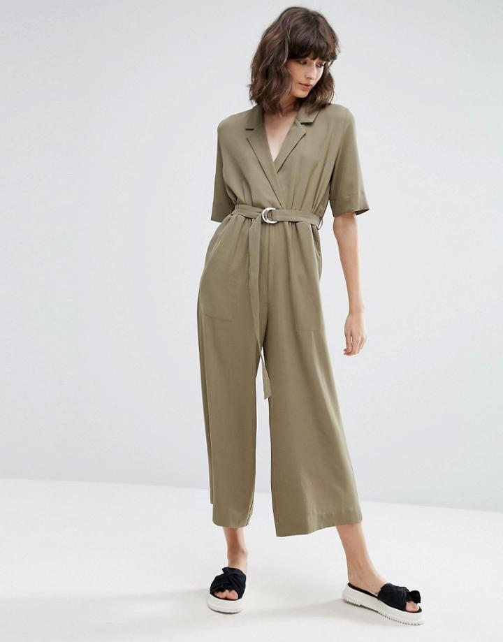 Weekday Jimi Short Sleeve Jumpsuit - Green