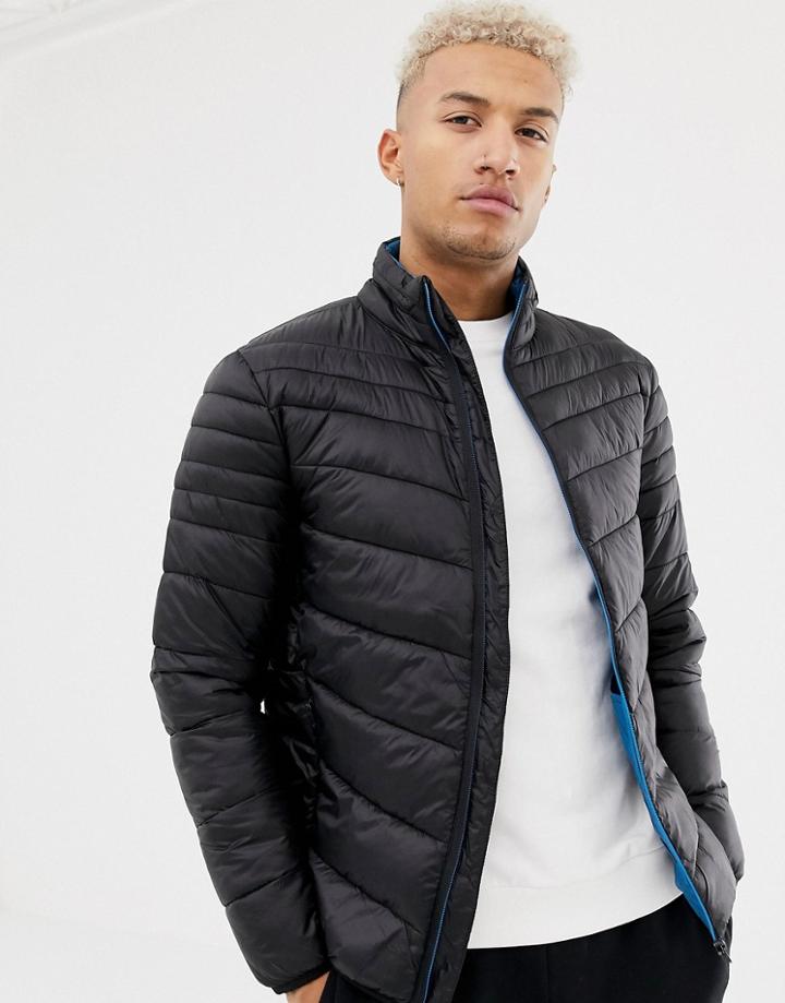 River Island Puffer Jacket In Black - Black