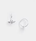 Asos Design Sterling Silver Hoop Earrings With Angel Heart Charm
