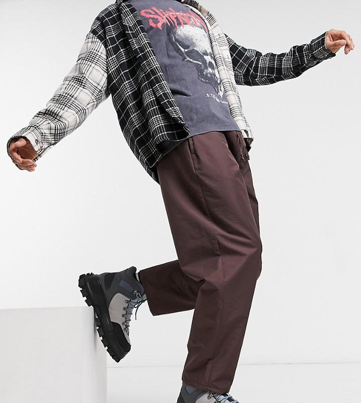 Collusion Nylon Balloon Leg Pants In Brown-green