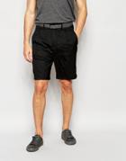 Asos Slim Shorts In Crinkle Stripe Black - Black