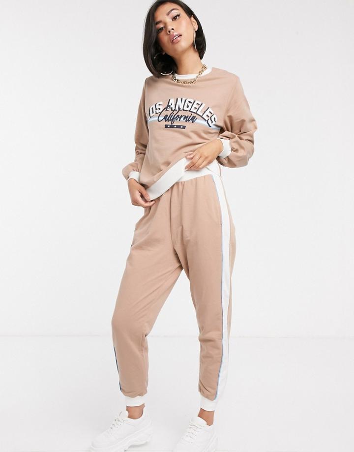 Asos Design Tracksuit La Print Sweatshirt / Jogger-stone