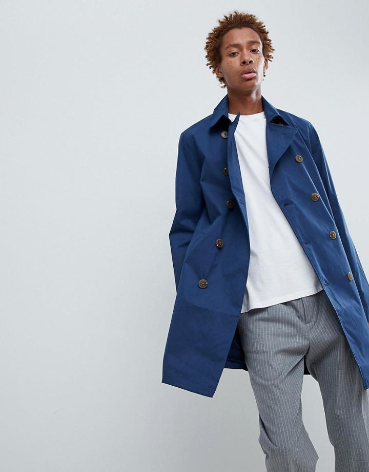 Stradivarius Trench Coat In Navy - Navy