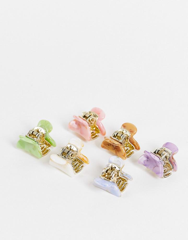 Pieces 6 Pack Mini Hair Sharks In Pastel-multi