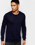 Asos Sweater With Mock Drawcords - Navy