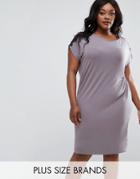 Elvi Plus Ruched Dress With Lace Trim - Gray