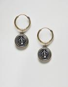 Reclaimed Vintage Inspired Hoop Earrings With Coin Exclusive At Asos - Gold