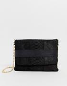 Urbancode Real Leather Fold Over Clutch Bag - Black