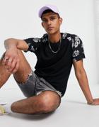 Jack & Jones Originals Floral Raglan T-shirt In Black