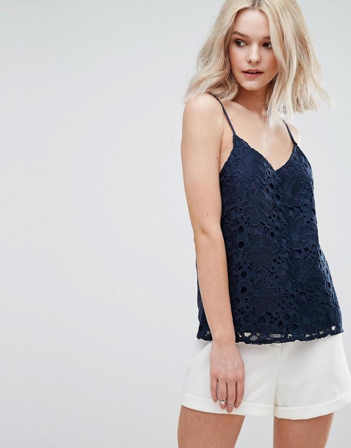 Vila Lace Cami Top - Navy