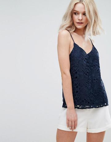 Vila Lace Cami Top - Navy
