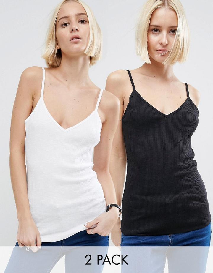 Asos Strappy Rib Cami 2 Pack - Multi