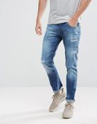 Voi Jeans Tapered Fit Jeans With Distressing - Blue