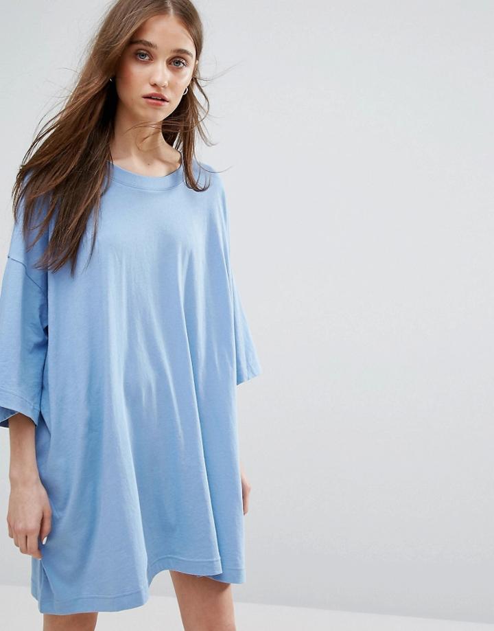 Weekday Huge T-shirt Dress - Blue
