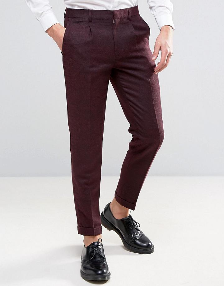 Harry Brown Slim Fit Burgundy Heritage Pants - Red