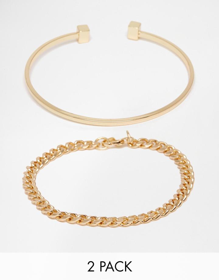 Pieces Ulivia Multipack Bracelets - Gold