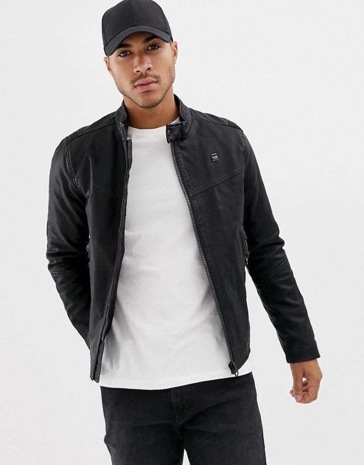 G-star Motac Biker Jacket In Black - Black
